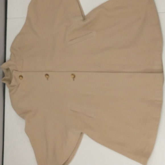 Vintage Italian Wing Sleeve Swing Coat Cashmere Blend Tan Lightweight Statement - Picture 12 of 13